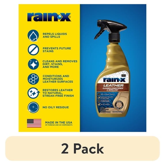 (2 pack) Rain-X Pro 620236SRP Leather Car Seat Cleaner, Interior Detailer, Conditioner & Repellent, 16oz