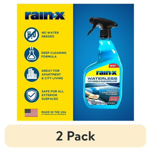 (2 pack) Rain-x Waterless Car Wash & Rain Repellent 32 fl oz, - 620100W