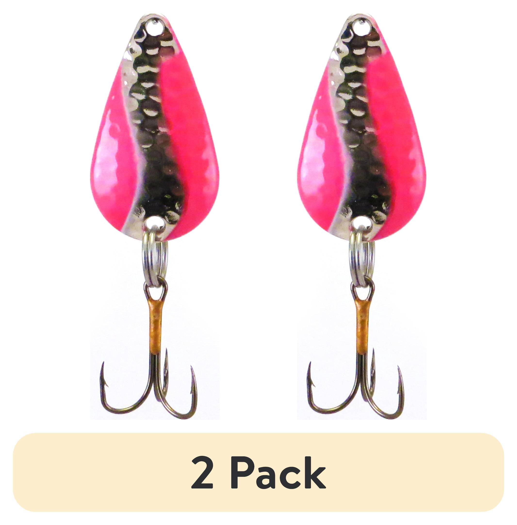 (2 pack) Rainbow Plastics Pot-O-Gold Steelhead Spoon Hammered Nickel Hot Pink Outside