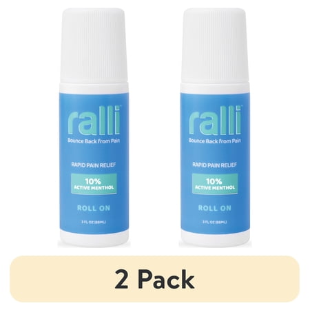 (2 pack) Ralli Rapid Pain Relief Roll-On for Muscle Aches, Joints, and Arthritis, 3oz OTC Medicine