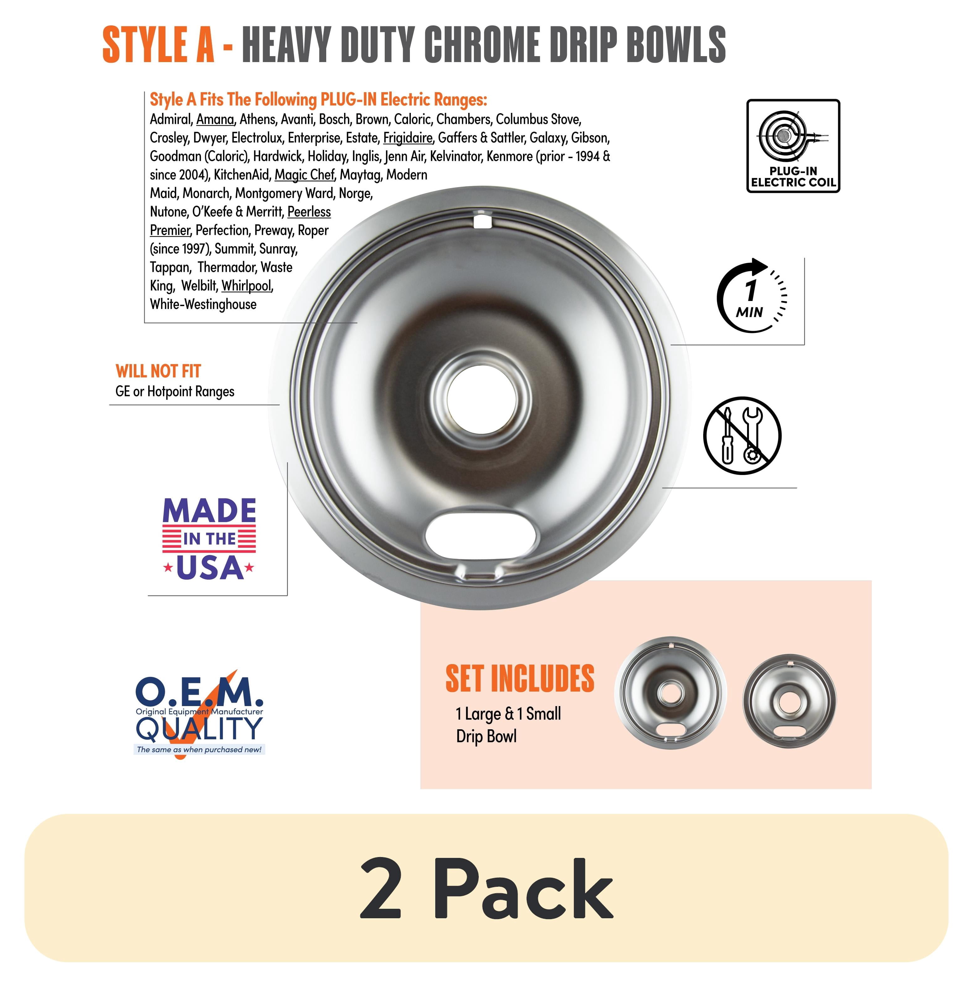 (2 pack) Range Kleen 12782XCD5 Style A Heavy Duty Chrome Drip Bowls, 2 Pack