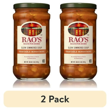 (2 pack) Rao's Made for Home Minestrone Soup, Ready to Eat Chunky Vegetable Soup, No Preservatives, 16 oz