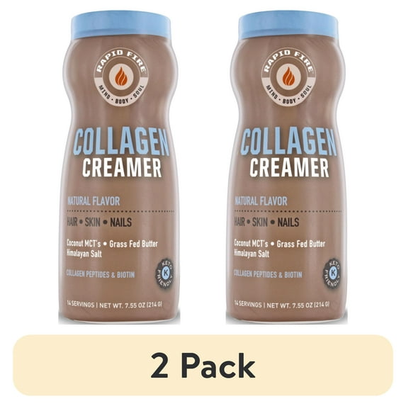 (2 pack) Rapid Fire Collagen Creamer for Hair, Skin and Nails, 7.55 oz