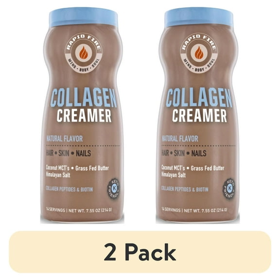 (2 pack) Rapid Fire Collagen Creamer for Hair, Skin and Nails, 7.55 oz