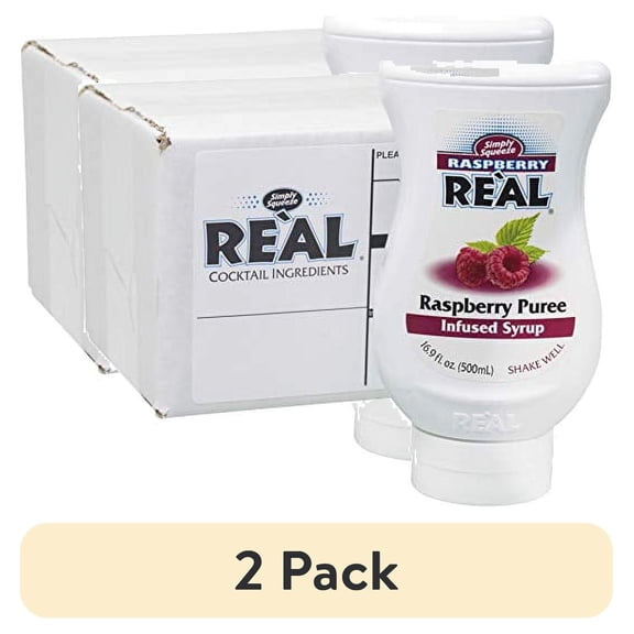 (2 pack) Raspberry Rel, Raspberry Puree Infused Syrup, 16.9 FL OZ Squeezable Bottle (Pack of 1)