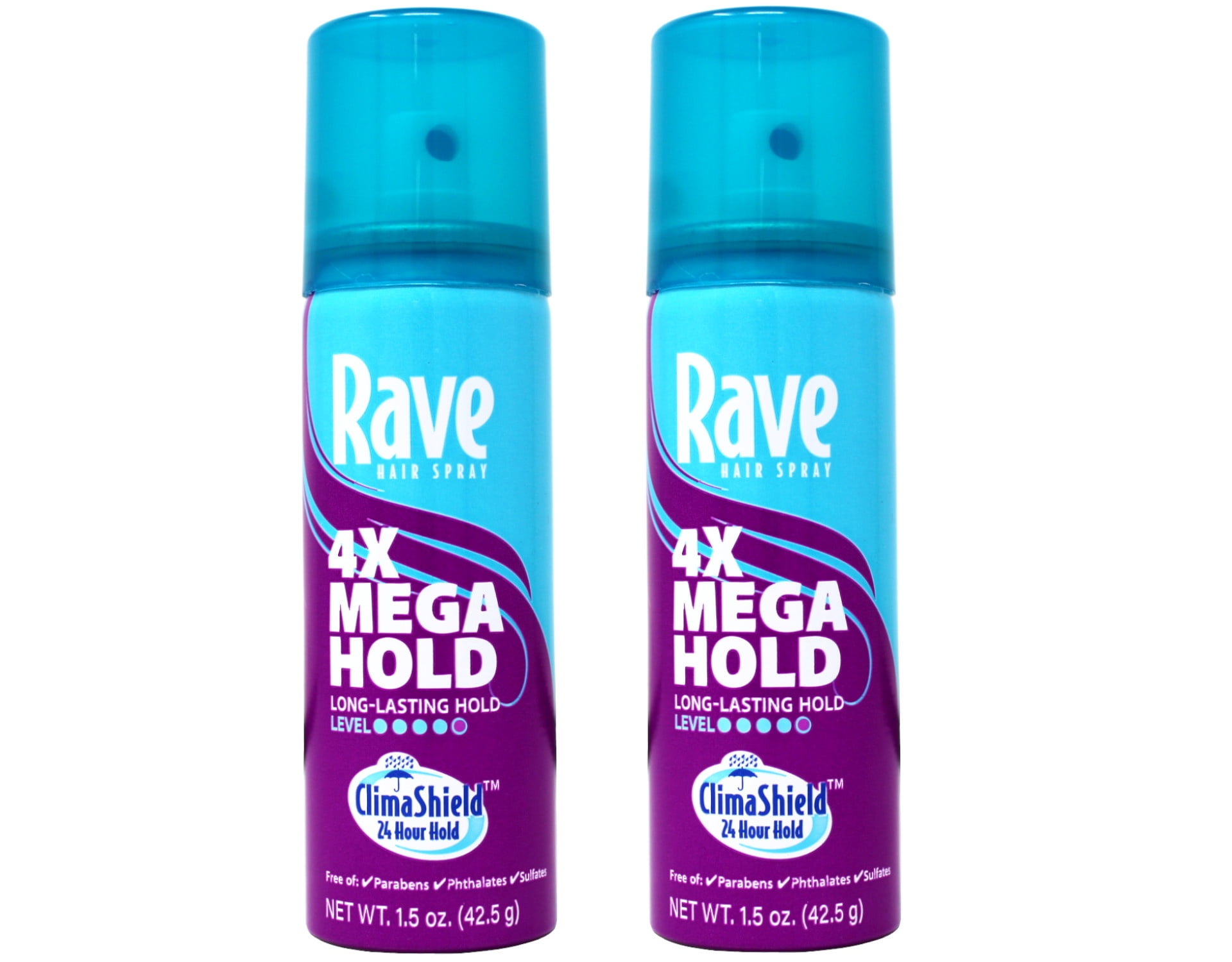 (2 pack) Rave 4X Mega Hold Hair Spray ClimaShield 24 Hour Hold 1.5 oz