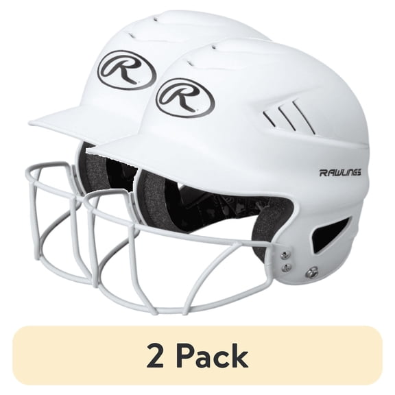 (2 pack) Rawlings Coolflo Fastpitch Softball Helmet with Face Guard, Matte White