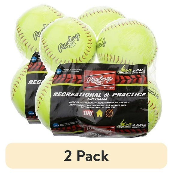 (8 pack) Rawlings NCAA 11-Inch Recreational Fastpitch Softballs 4-Pack
