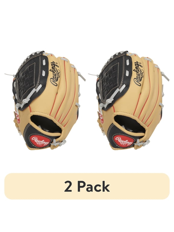 (2 pack) Rawlings Players Series 10 In. Youth T-Ball and Baseball Gloves and Mitts, Left Hand Throw