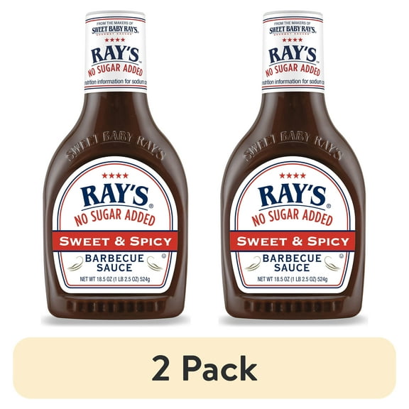 (2 pack) Ray's No Sugar Added Sweet & Spicy Barbecue Sauce 18.5 oz