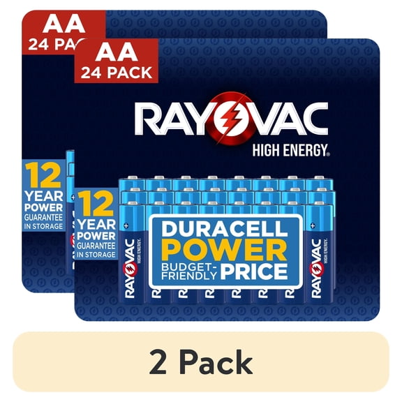 (2 pack) Rayovac High Energy AA Batteries (24 Pack), Double A Batteries