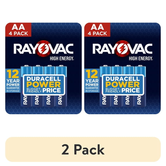 (2 pack) Rayovac High Energy AA Batteries (4 Pack), Double A Batteries