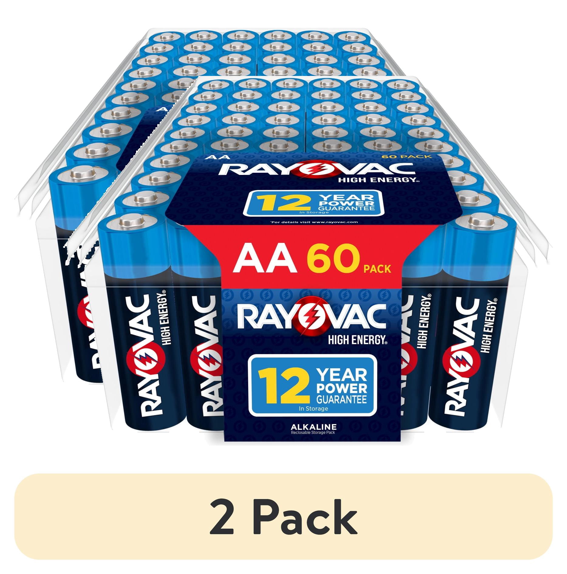 (2 pack) Rayovac High Energy AA Batteries (60 Pack), Double A Batteries