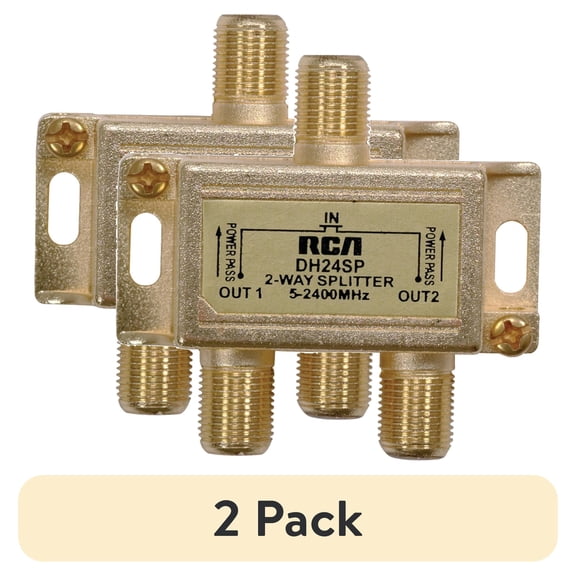 (2 pack) Audiovox 2-Way RCA Digital Plus Signal Splitter - 2-way - 2.4GHz