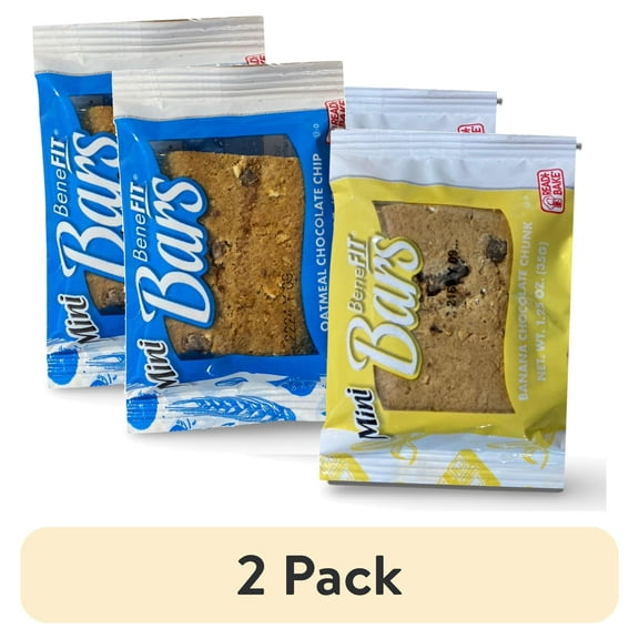(2 pack) Readi-Bake Mini Benefit Bars Combo Pack 1.25 Ounce | Banana Chocolate Chunk & Oatmeal Chocolate Chip | Pack of 48
