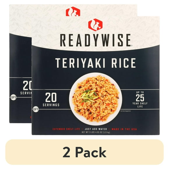 (2 pack) Ready Wise Teriyaki & Chicken 20 Serving, Shelf-Stable, Emergency Meal