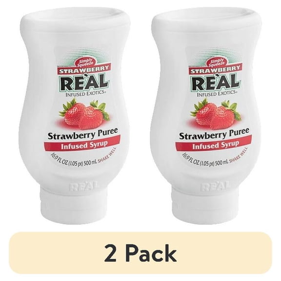 (2 pack) Real Strawberry Puree Infused Syrup, 16.9 fl oz Bottle
