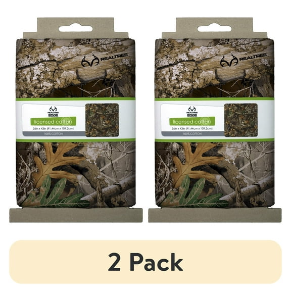 (2 pack) Realtree 44" x 1 Yard Cotton Edge 2 Camo Precut, Multicolor