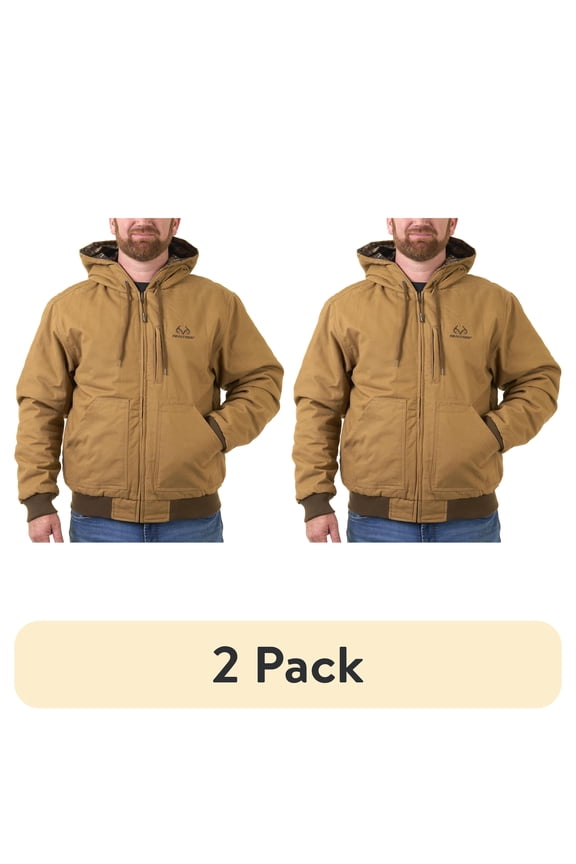 (2 pack) Realtree APX Men's Reversible Work to Hunt Jacket, Bomber, Sizes S-3XL