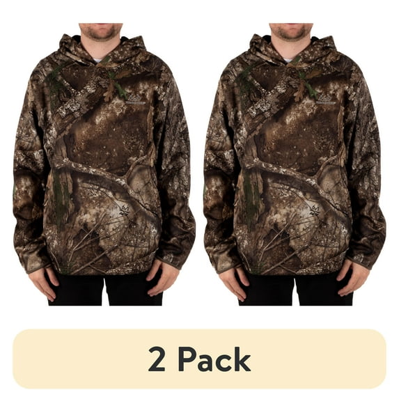 (2 pack) Realtree Men's Camouflage Hunting Performance Hoodie, Realtree APX, S