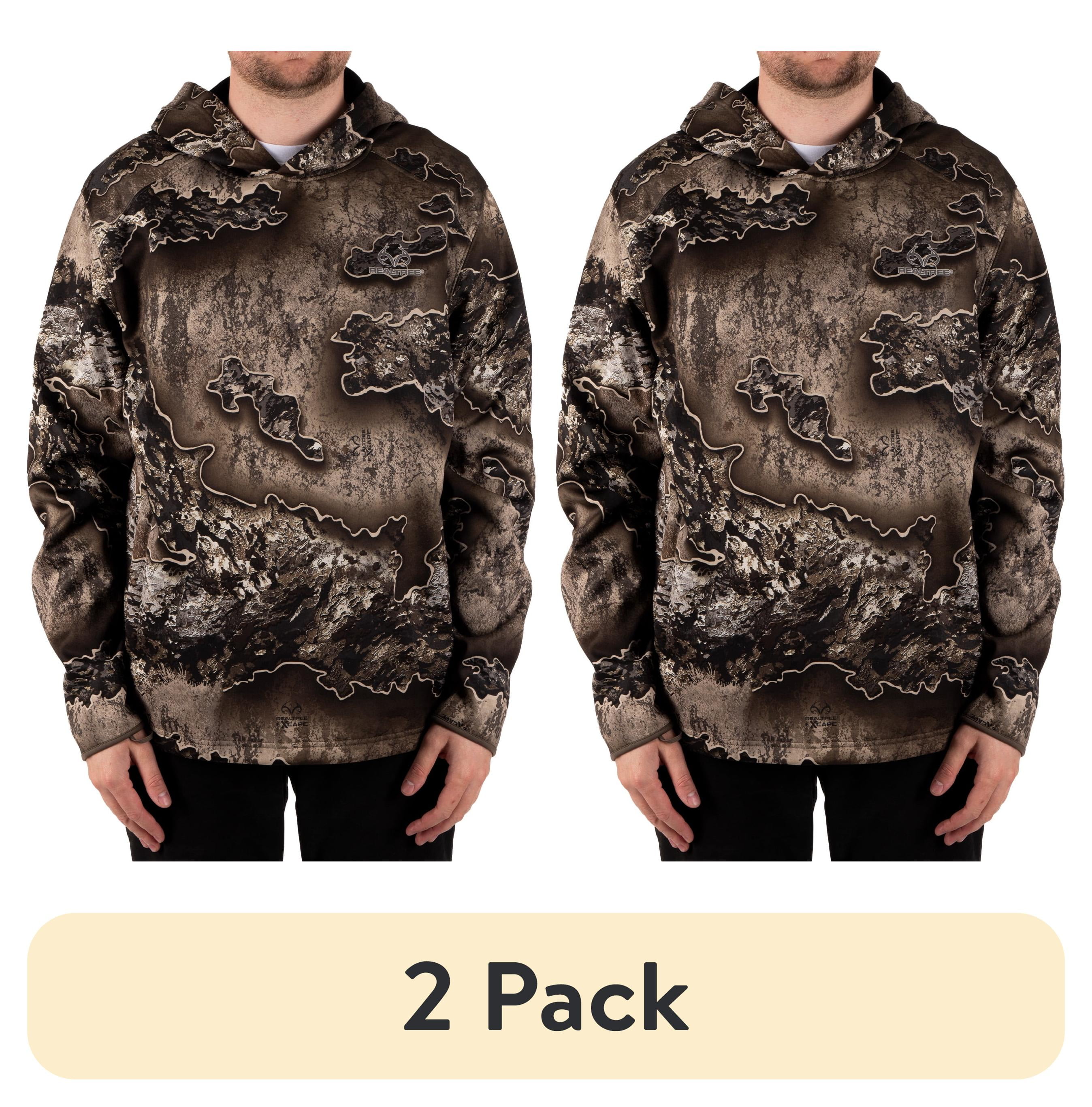 (2 pack) Realtree Men's Camouflage Hunting Performance Hoodie, Realtree Excape, 2XL