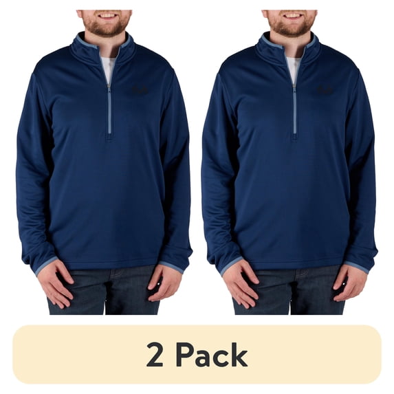(2 pack) Realtree Men's Fleece Quarter Zip Pullover Sweatshirt in Blue, Sizes S-2XL