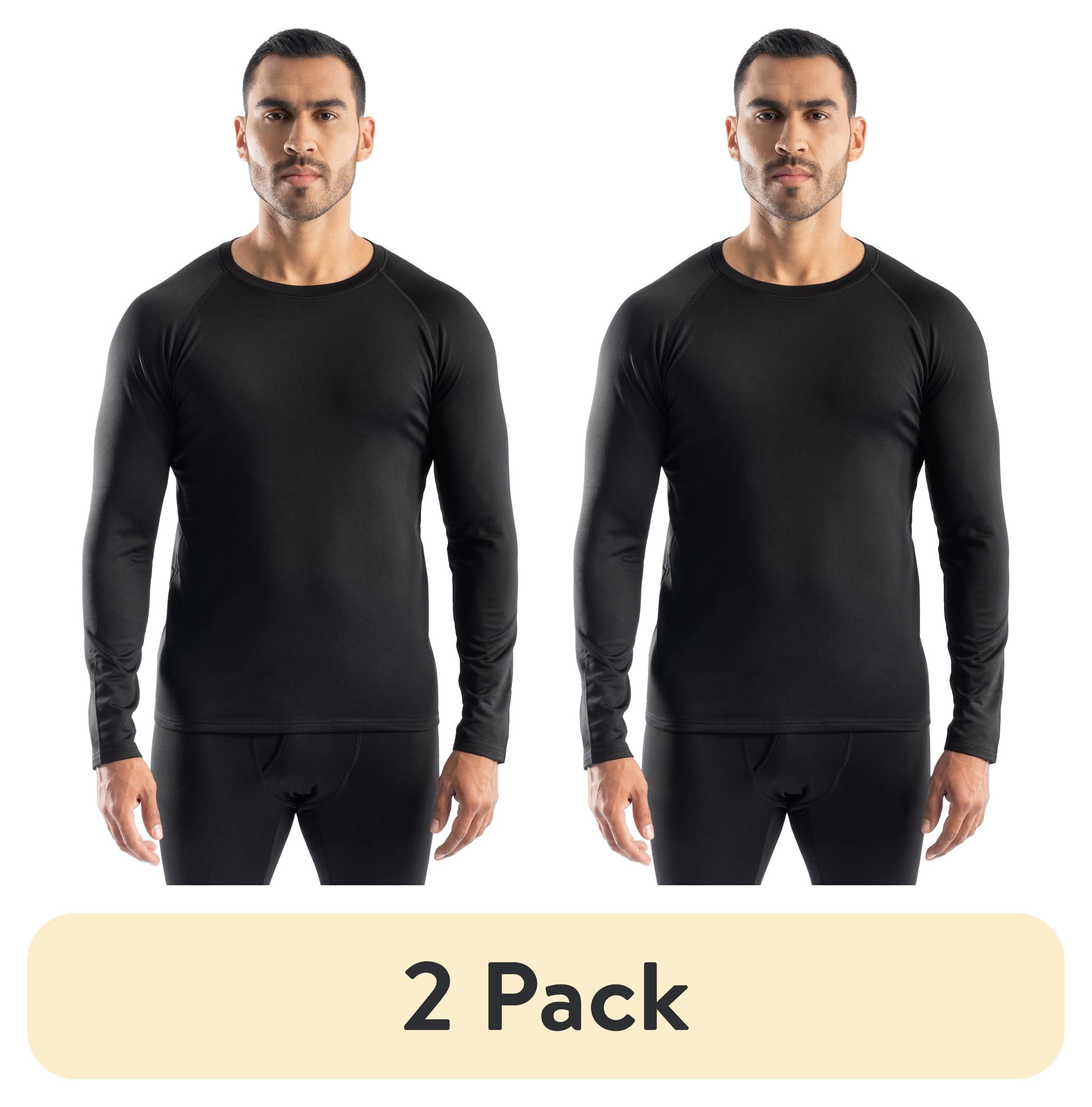 (2 pack) Realtree Men's Heavyweight Fleece Base Layer Thermal Shirt, Black, L