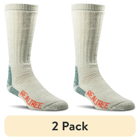 (2 pack) Realtree® Men's Merino Wool Heavy Weight Crew Sock (Taupe, Size L)
