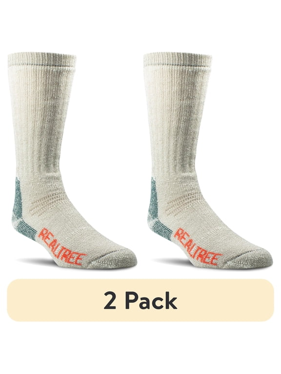 (2 pack) Realtree® Men's Merino Wool Heavy Weight Crew Sock (Taupe, Size L)