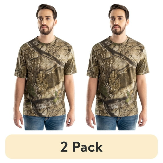 (2 pack) Realtree Men's Short Sleeve Scent Control Hunting Camouflage T-Shirt, size S-3XL