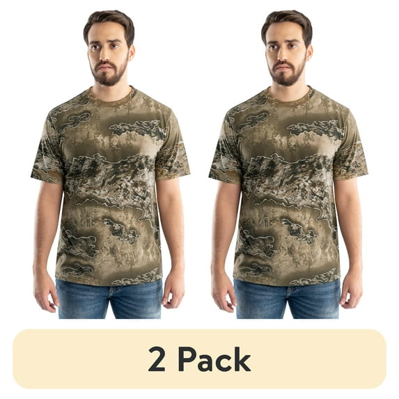 (2 pack) Realtree Men's Short Sleeve Scent Control Hunting Camouflage T-Shirt, size S-3XL