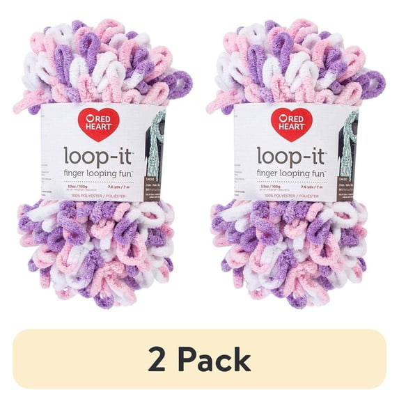 (2 pack) Red Heart 100% Polyester Loop-It Yarn For Knitting Crocheting, 3.5oz #7