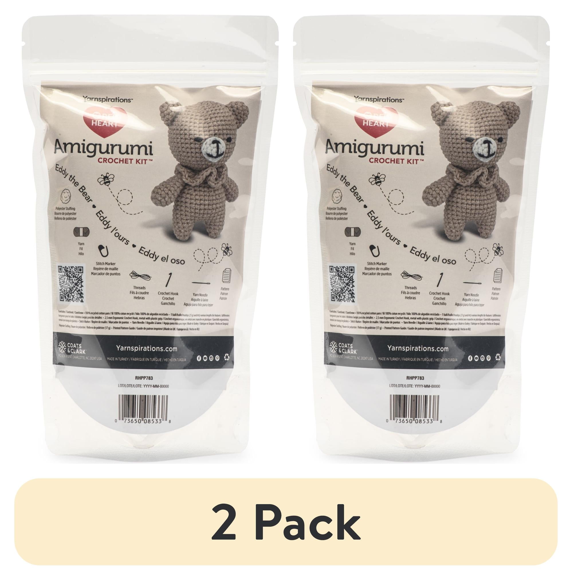 (2 pack) Red Heart Amigurumi Crochet Kit, Eddy the Bear
