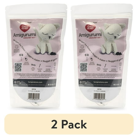 (2 pack) Red Heart Amigurumi Crochet Kit, Nugget the Kitten