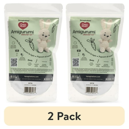 (2 pack) Red Heart Amigurumi Crochet Kit, Popcorn the Bunny