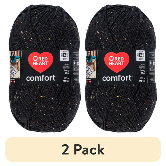 (2 pack) Red Heart Comfort Yarn-Black Fleck