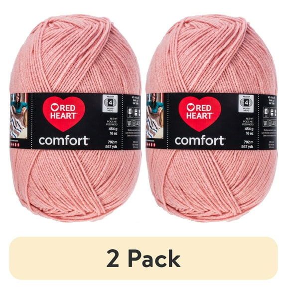 (2 pack) Red Heart Comfort Yarn-Petal Pink
