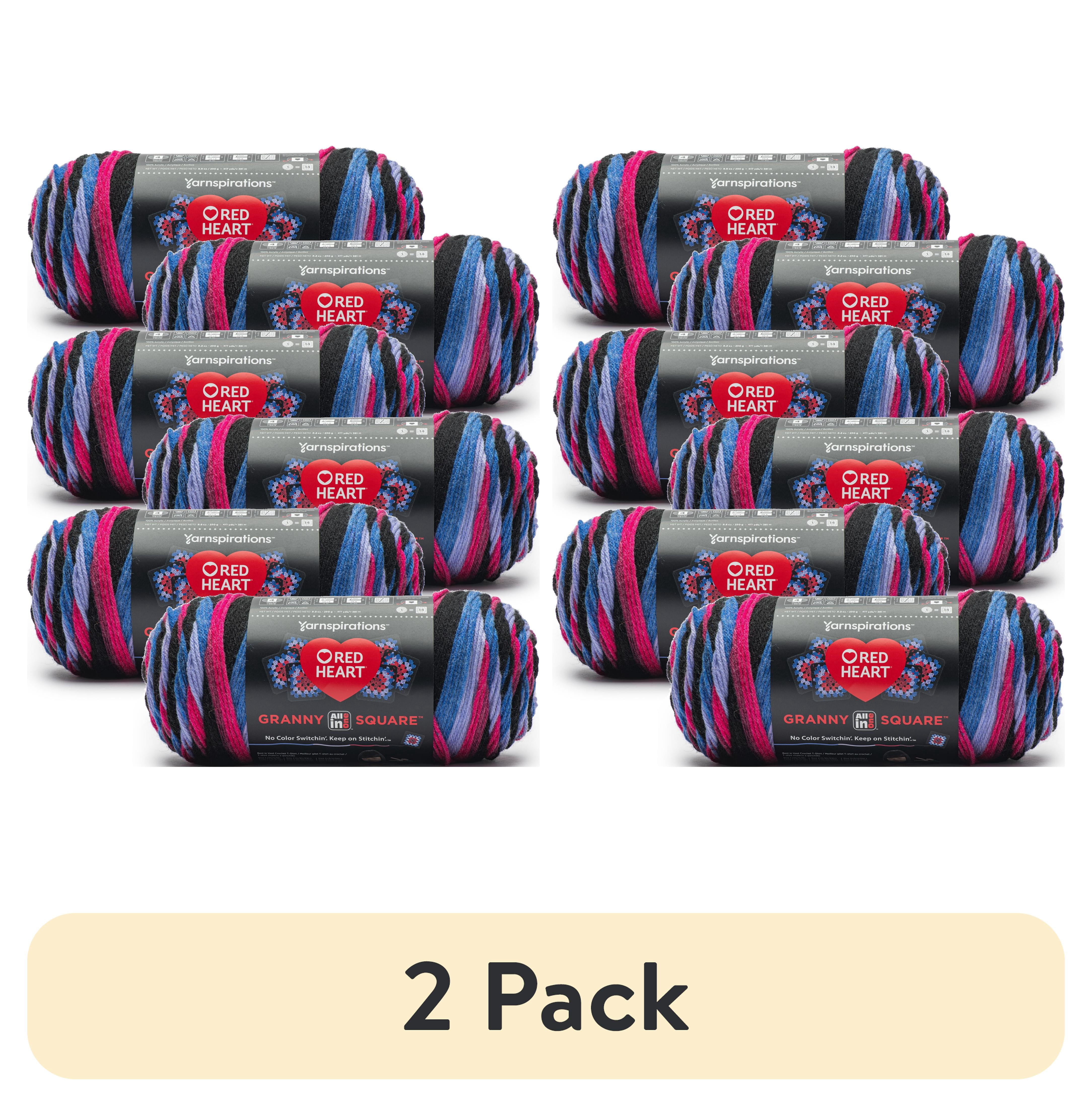 (2 pack) Red Heart™ Granny Square 250g (6 pack), Black - Hyper Violet