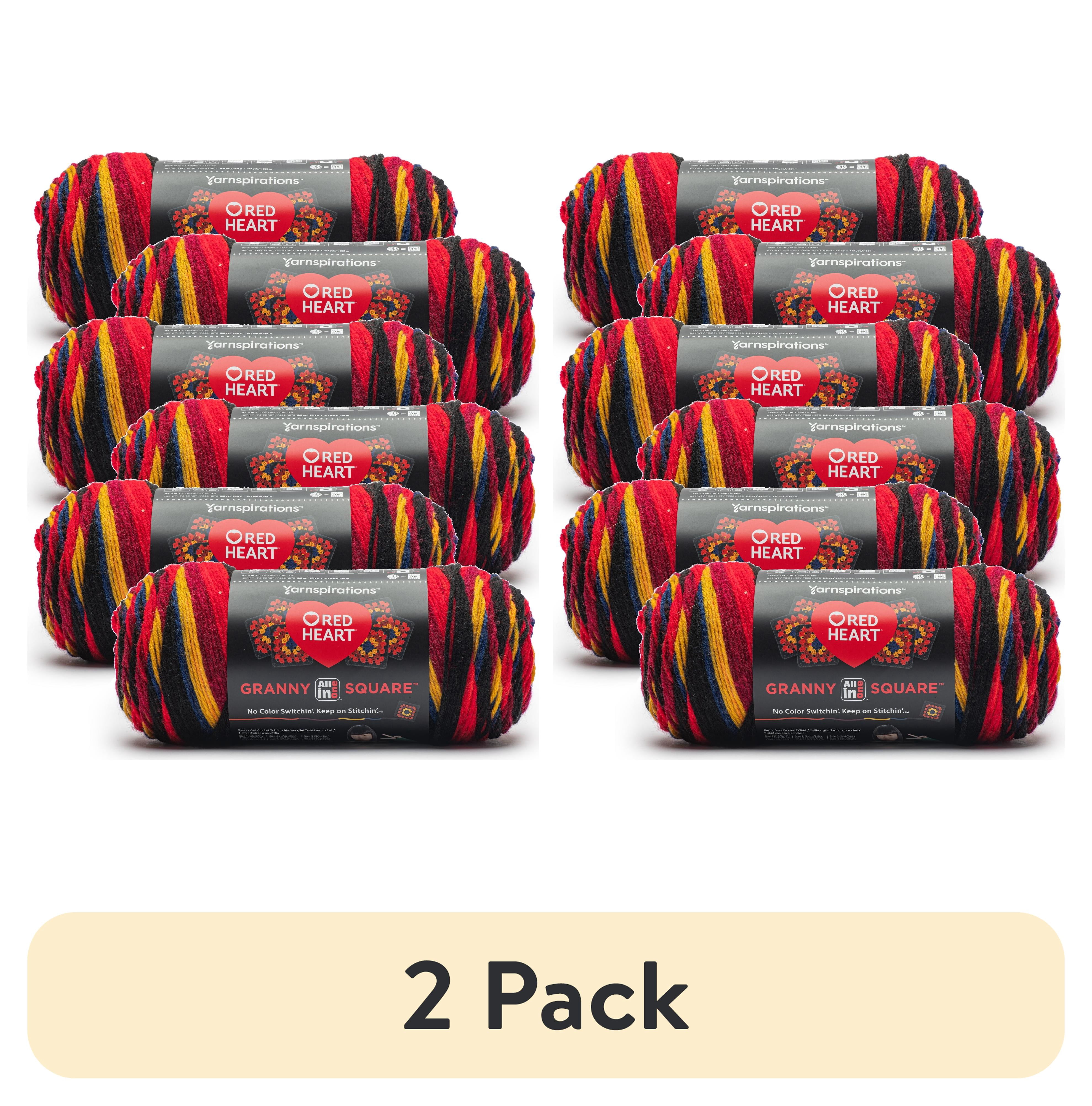 (2 pack) Red Heart™ Granny Square 250g Yarn (6 Pack), Black - Moody Cherry