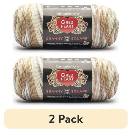(2 pack) Red Heart Granny Square Yarn, Aran - Cream, #4 Medium, Acrylic, 8.8oz/250g, 417 Yards