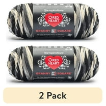 (2 pack) Red Heart Granny Square Yarn, Black - Dove, #4 Medium, Acrylic, 8.8oz/250g, 417 Yards