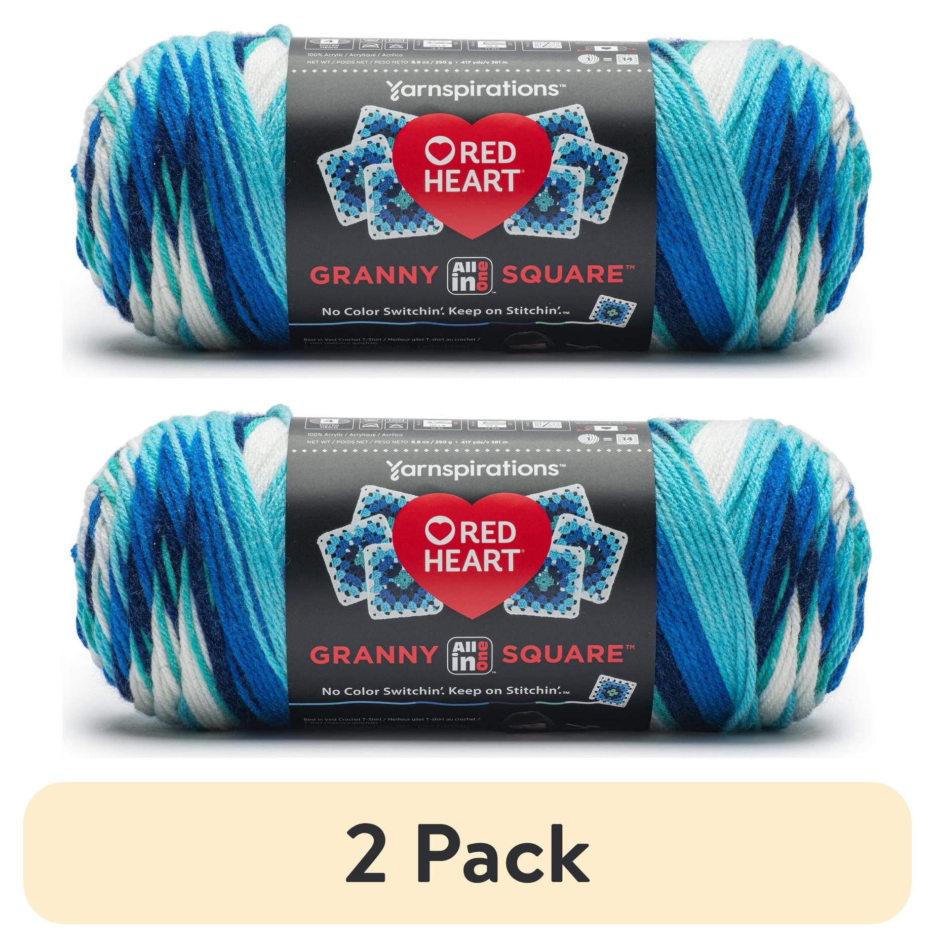 (2 pack) Red Heart Granny Square Yarn, Soft White - Frigid, #4 Medium, Acrylic, 8.8oz/250g, 417 Yards