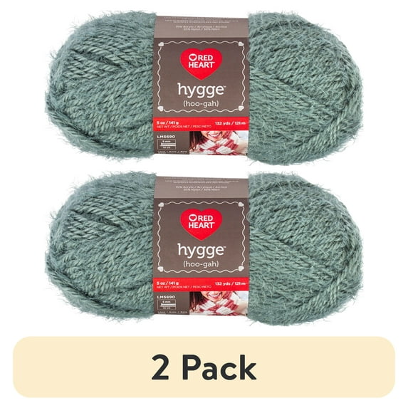 (2 pack) Red Heart Hygge Yarn, Aloe, 5oz(141g), Bulky, Acrylic
