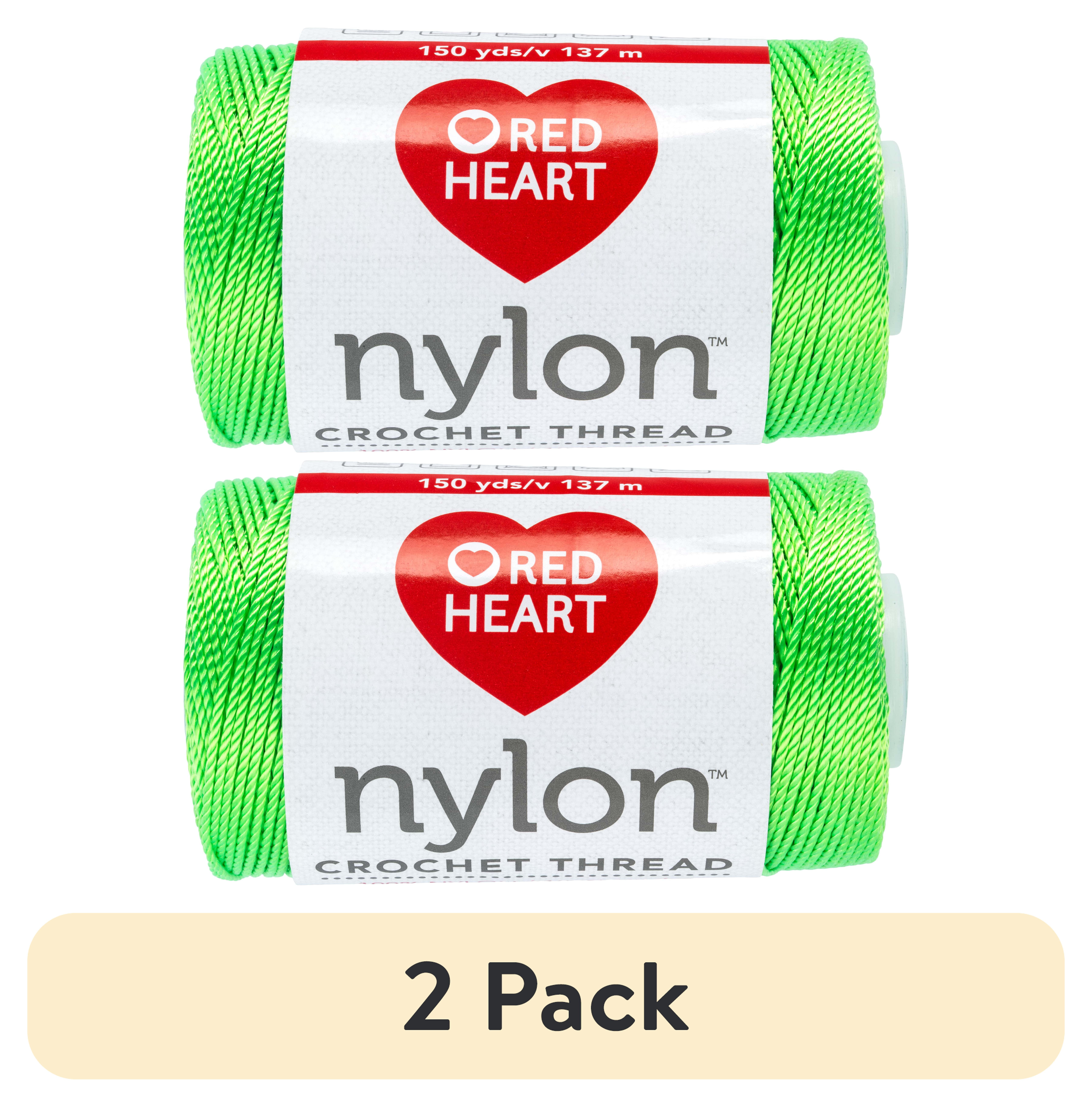 (2 pack) Red Heart Nylon Green Crochet Thread, 150 Yds, Size 18