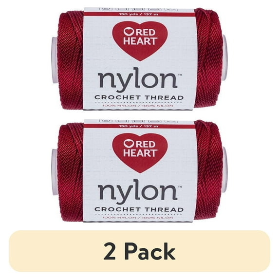 (2 pack) Red Heart Nylon Red Yarn, 150 Yds, Size 18