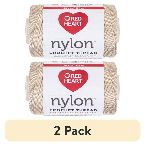 (2 pack) Red Heart Nylon White Crochet Thread, 150 Yds, Size 18