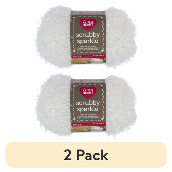 (2 pack) Red Heart® Scrubby Sparkle™ 4 Worsted (Medium) Polyester Yarn, Marshmallow 3oz/85g 174 Yards