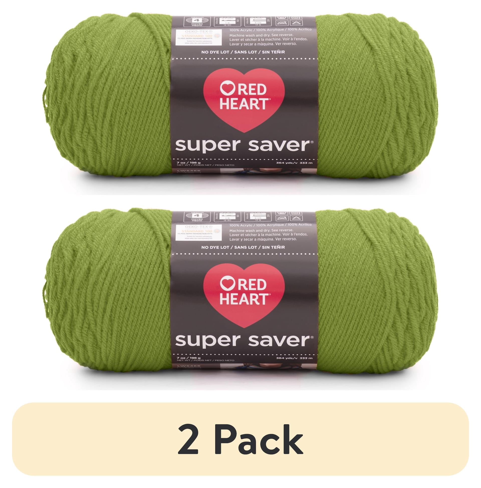 (2 pack) Red Heart® Super Saver® 4 Medium Acrylic Yarn, Citron 7oz/198g, 364 Yards