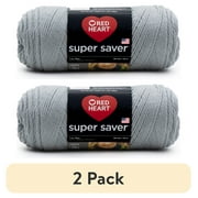 2 pack Red Heart  Super Saver  #4 Worsted Acrylic Yarn, Dustygray 7oz/198g 364yd