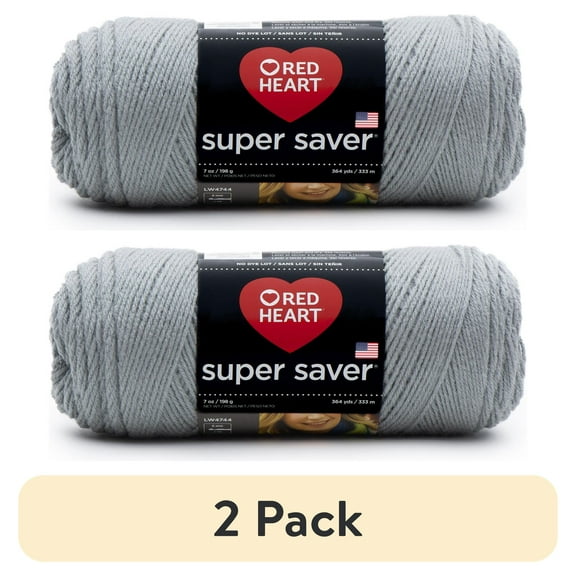 (2 pack) Red Heart® Super Saver™ #4 Worsted Acrylic Yarn, Dustygray 7oz/198g 364yd